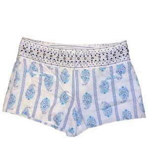 Victoria's Secret Studded Waist Paisley Floral Linen Blend Shorts Women's Size 2